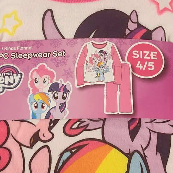 American Marketing My Little Pony Girls Flannel Pink White Poly 2pc Pajama 4/5 - Picture 2 of 16
